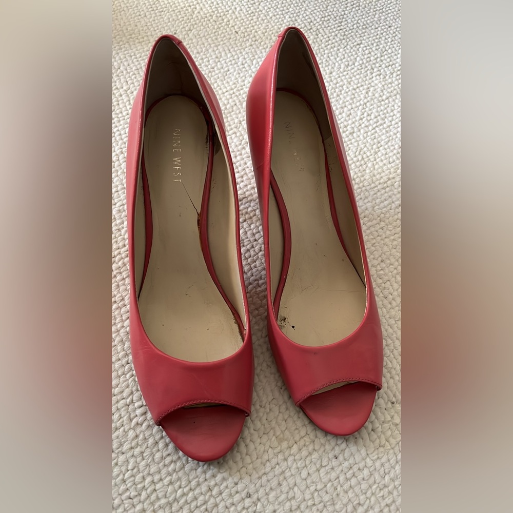 Nine West Pink Open Toe Kitten Heels